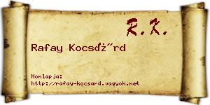 Rafay Kocsárd névjegykártya